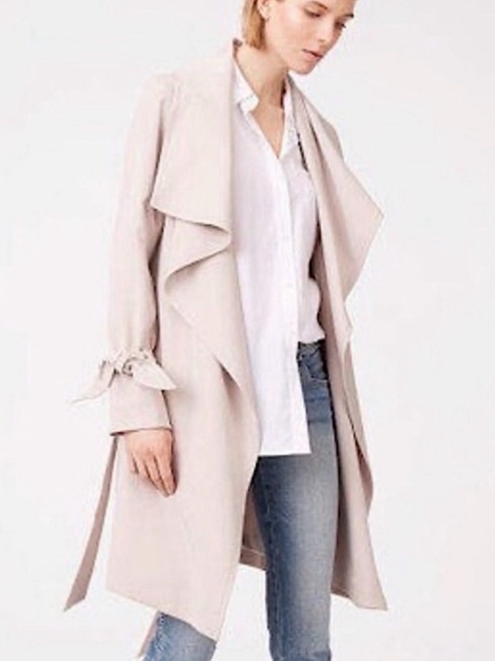 Women's Coat Club Monaco Ellayne Trench Coat in Light Cream Color Draped size XS